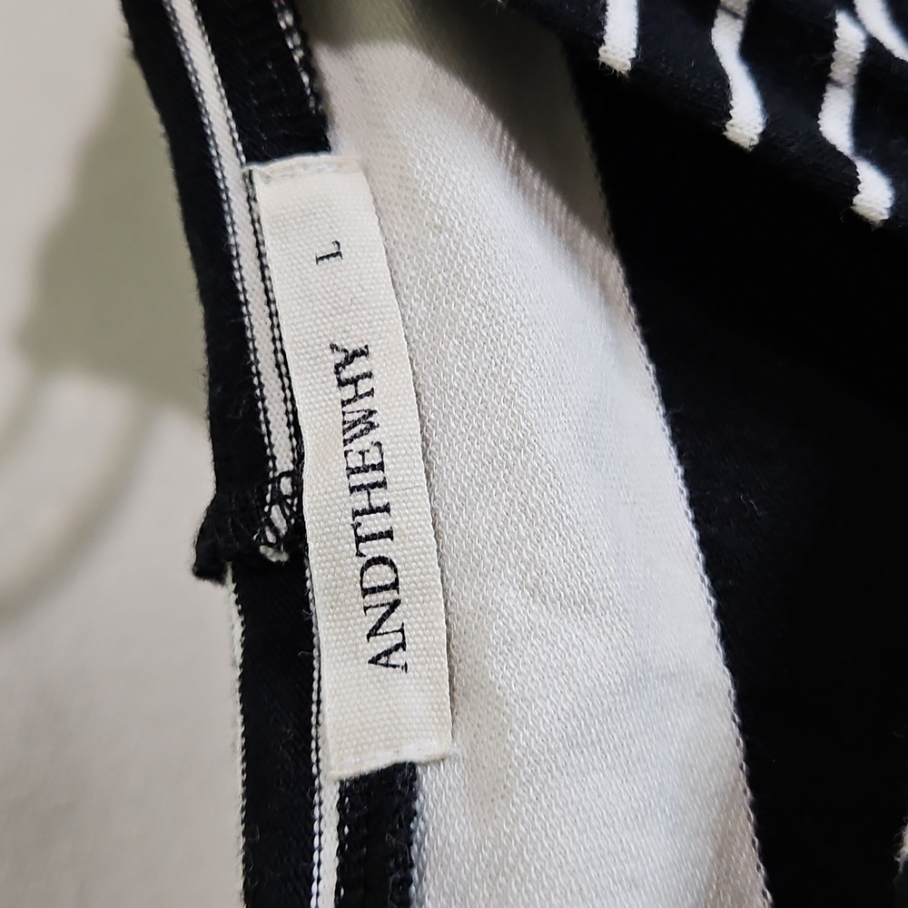ANDTHEWHY Black and White Striped Hooded Shirt - Picture 5 of 5